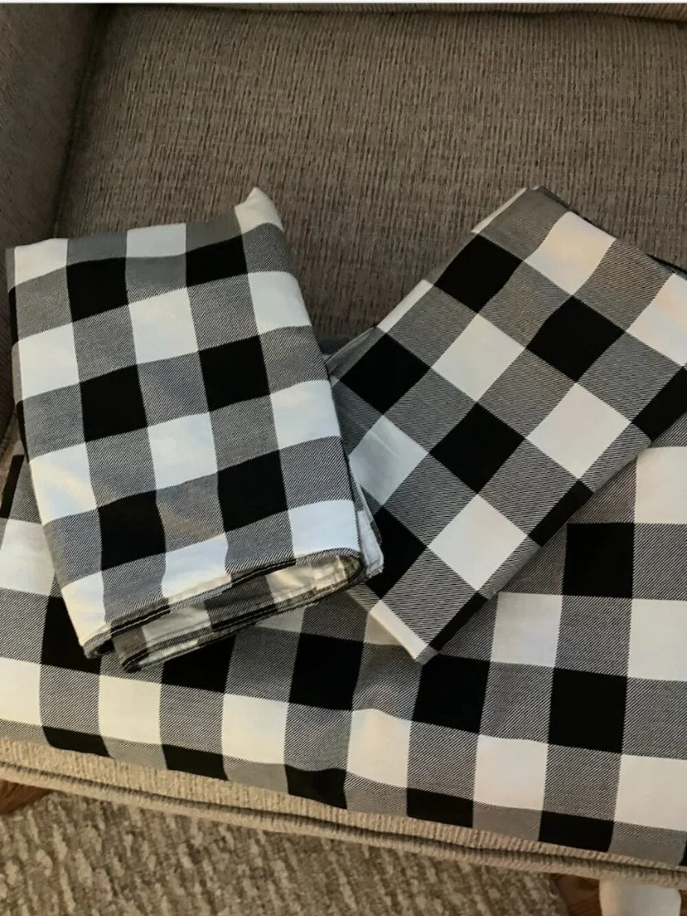 DDIE BAUER Full/Queen 100% COTTON White & Black Plaid Duvet + Shams Set
